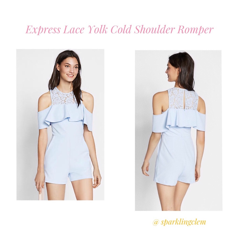 NWT Express blue lace yolk cold shoulder r…